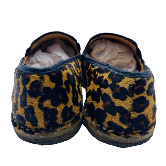 J. Crew Leather Calf Hair Leopard Print Slip On Sneaker Size 8 - Picture 8 of 12